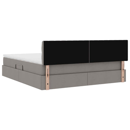Bed met LED -striplichten met opslag Taupe 180 x 200 cm Stof