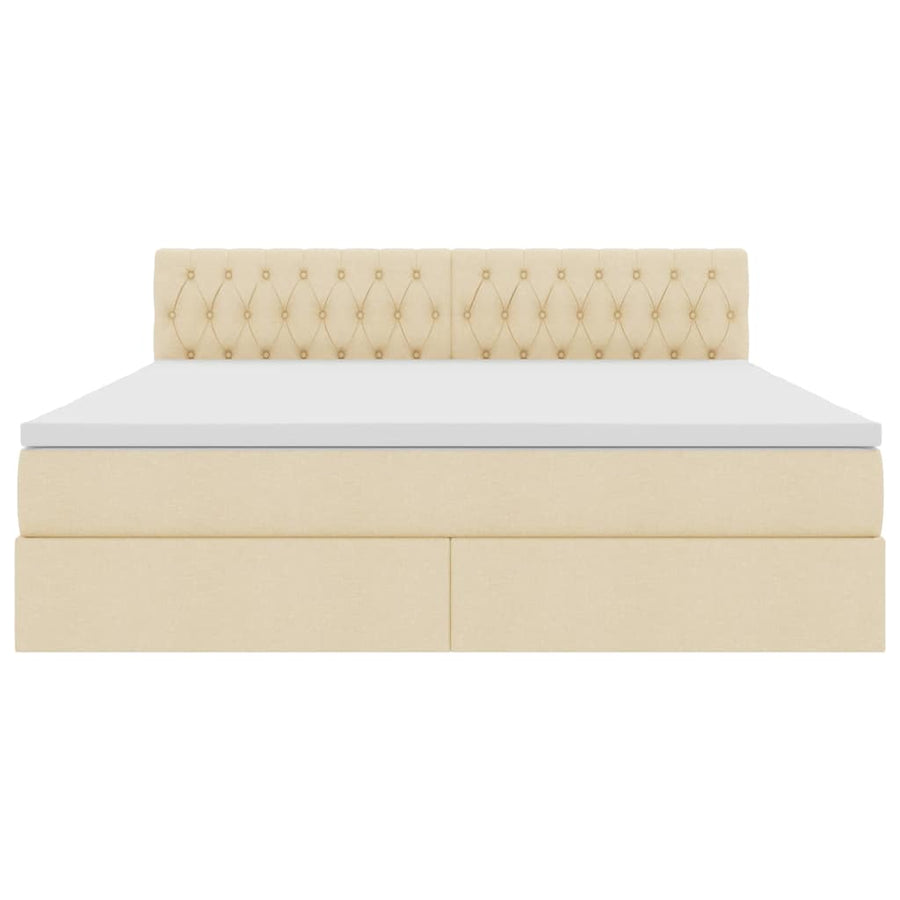 Bed met LED -striplichten met opslag Crème 180 x 200 cm Stof
