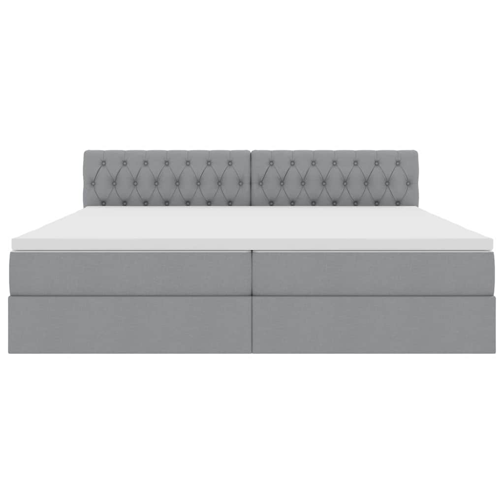 Bed met LED -striplichten Lichtgrijs 200 x 200 cm Stof
