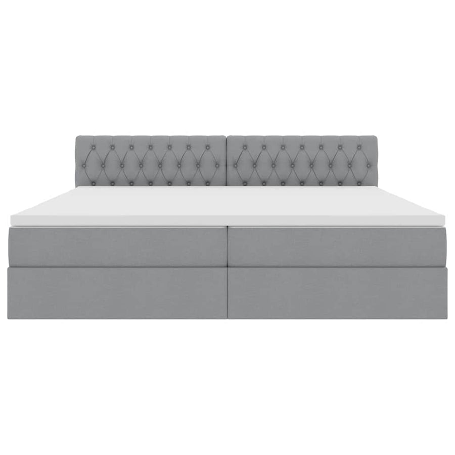 Bed met LED -striplichten Lichtgrijs 200 x 200 cm Stof