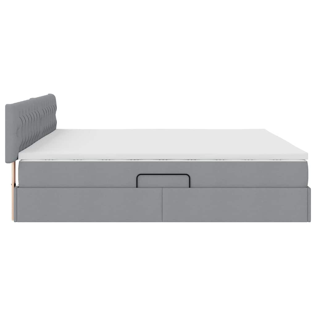 Bed met LED -striplichten Lichtgrijs 200 x 200 cm Stof