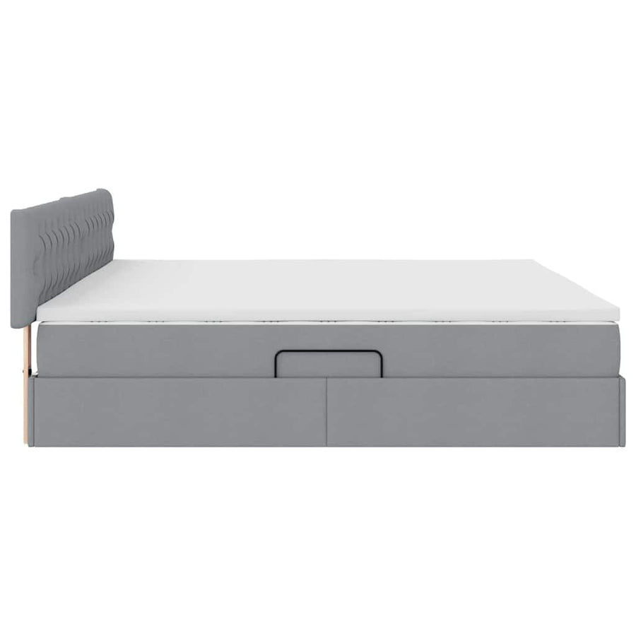 Bed met LED -striplichten Lichtgrijs 200 x 200 cm Stof