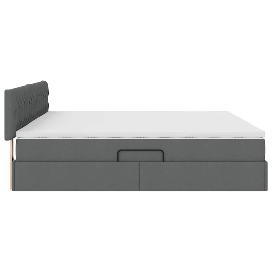 Bed met LED -striplichten Donkergrijs 200 x 200 cm Stof