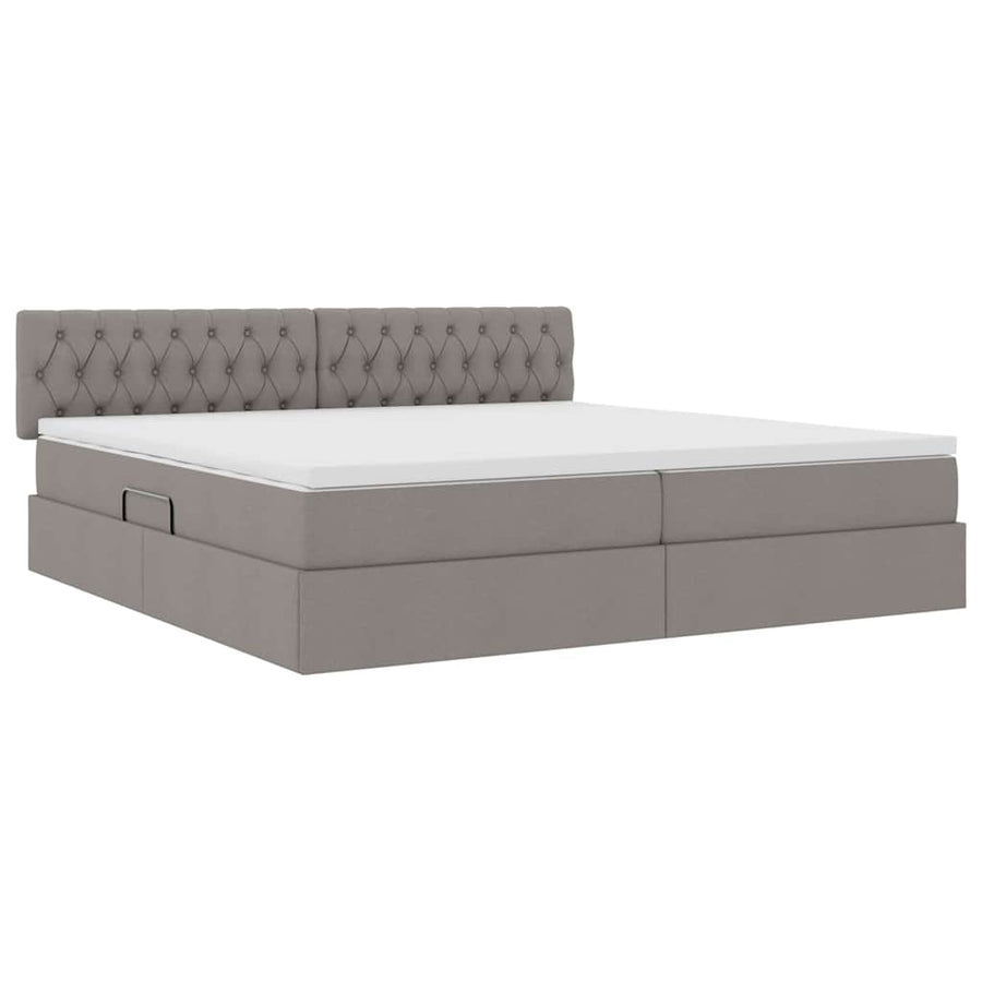 Bed met LED -striplichten met opslag Taupe 200 x 200 cm Stof