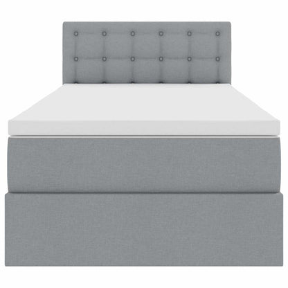Opbergbed met LED met matras Lichtgrijs 90 x 190 cm Stof