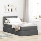 Storage Bed with LED with Mattress Dark Grey 90 x 200 cm Fabric