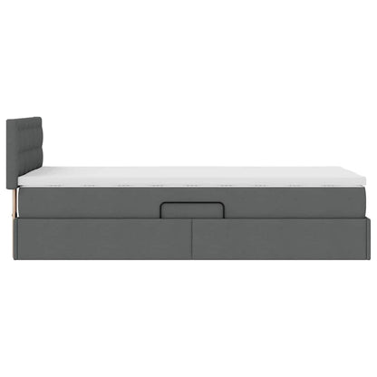 Opbergbed met LED met matras Donkergrijs 90 x 200 cm Stof