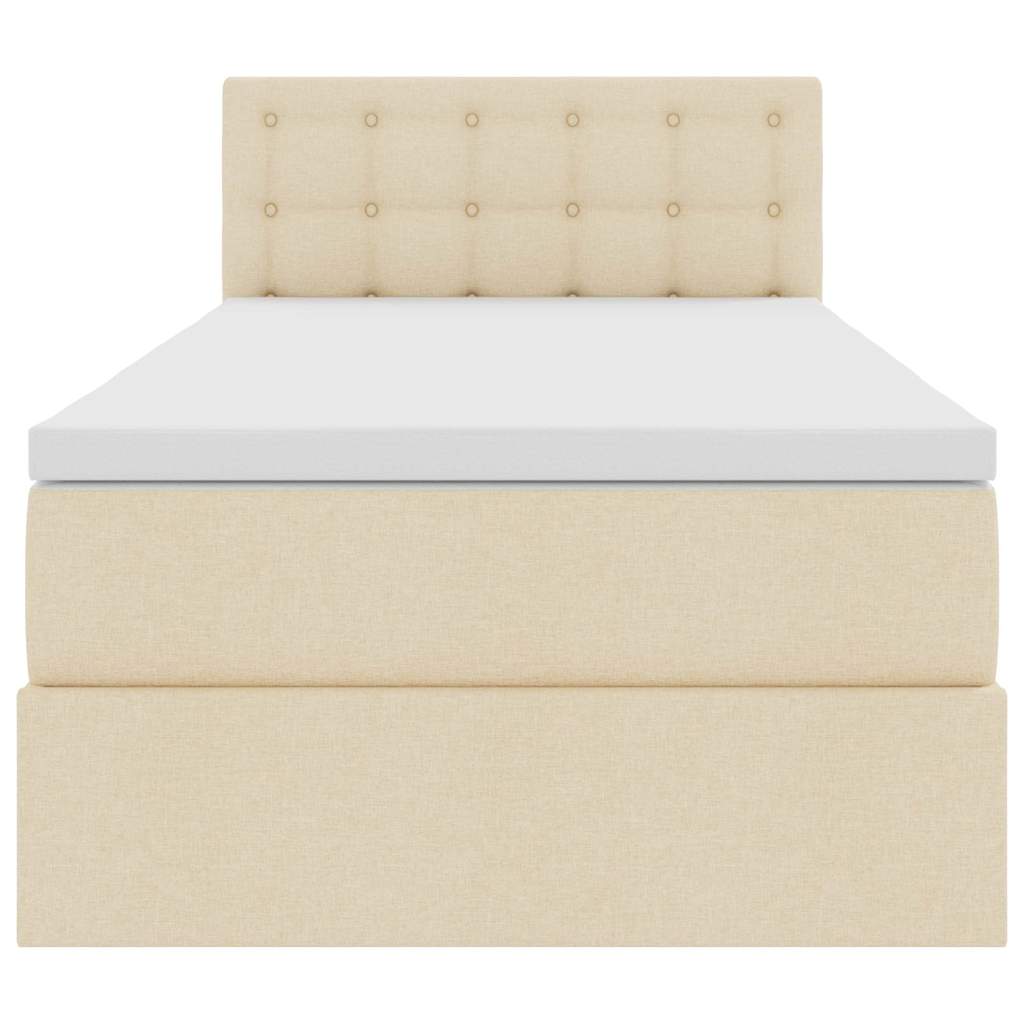 Opbergbed met LED met matras met LED Crème 90 x 200 cm Stof