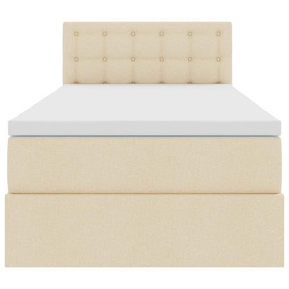 Opbergbed met LED met matras met LED Crème 90 x 200 cm Stof