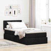 Opbergbed 100x200 cm zwart met LED en matras