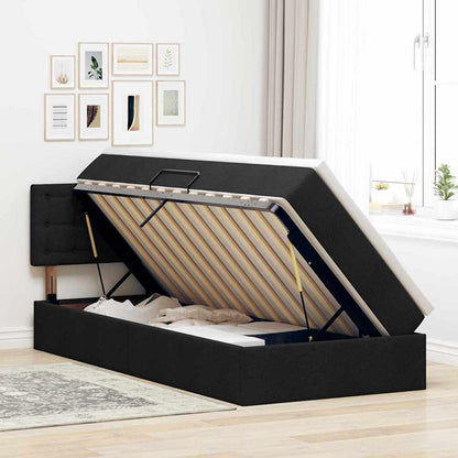 Opbergbed met LED met matras met LED Zwart 100 x 200 cm Stof