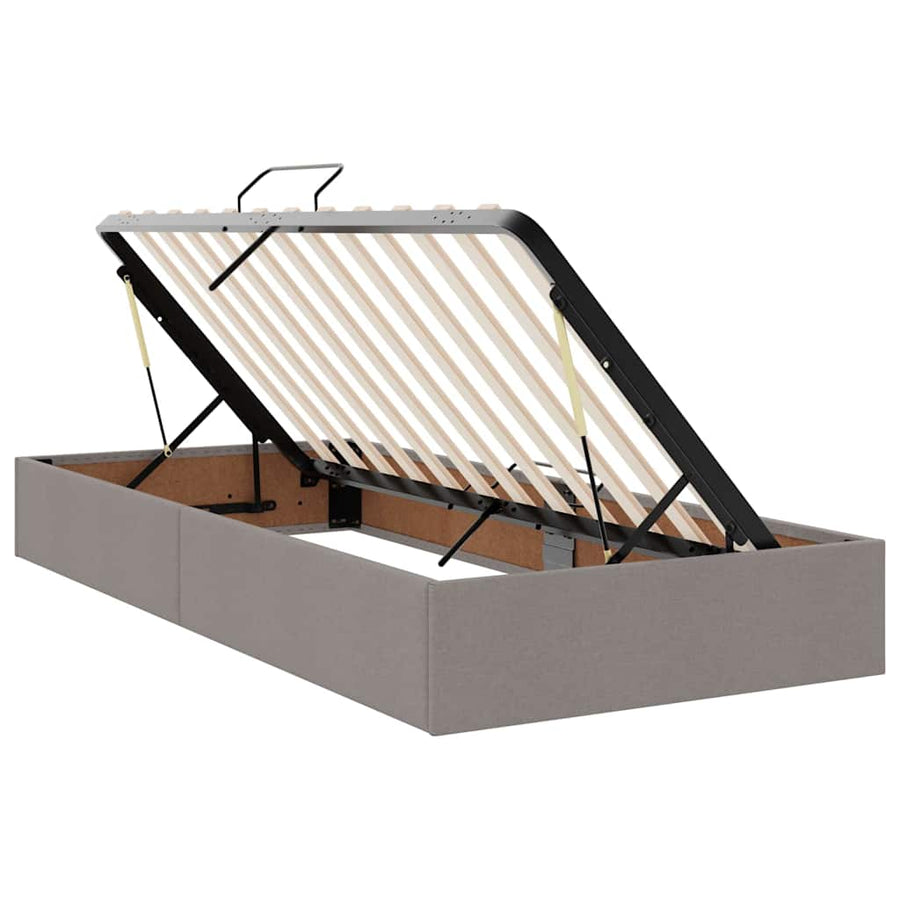 Opbergbed met LED met matras met LED Taupe 100 x 200 cm Stof