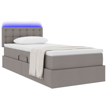 Opbergbed met LED met matras met LED Taupe 100 x 200 cm Stof