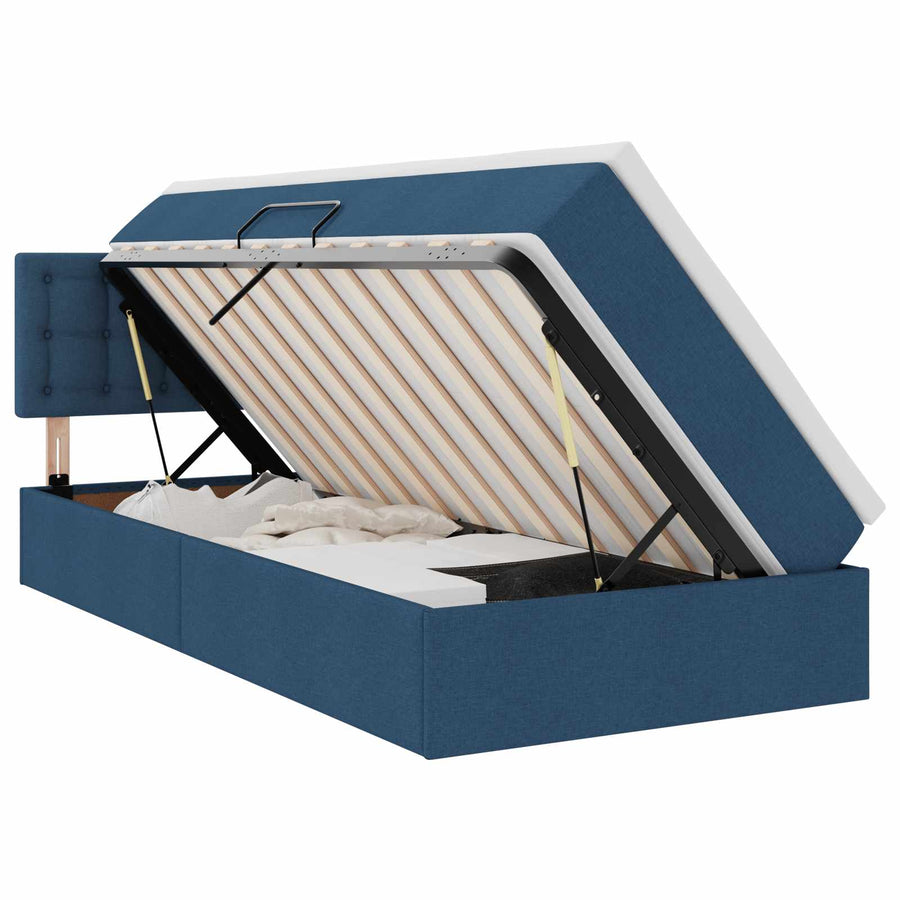 Opbergbed met LED met matras met LED Blauw 100 x 200 cm Stof
