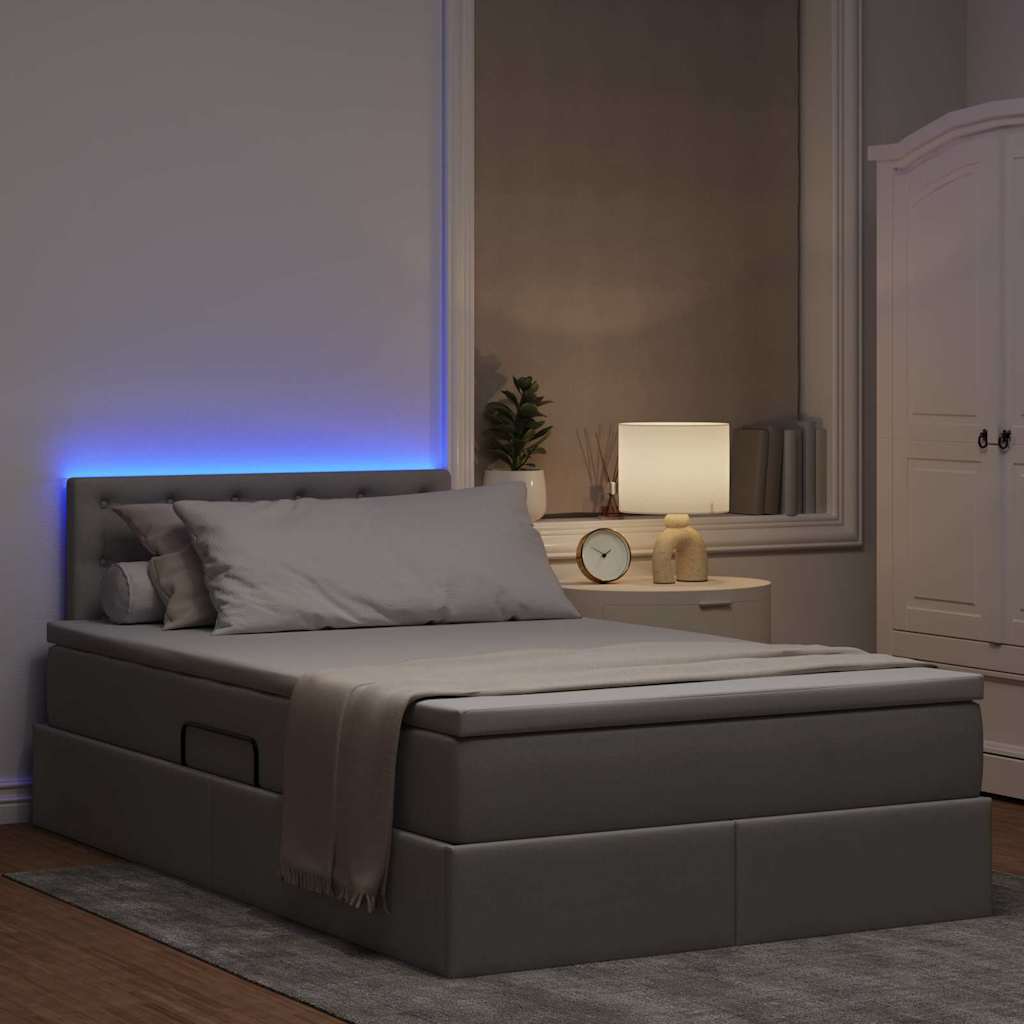 Opbergbed met LED met matras Taupe 120 x 190 cm Polyester