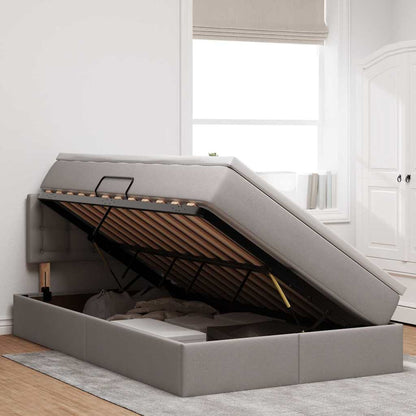 Opbergbed met LED met matras Taupe 120 x 190 cm Polyester
