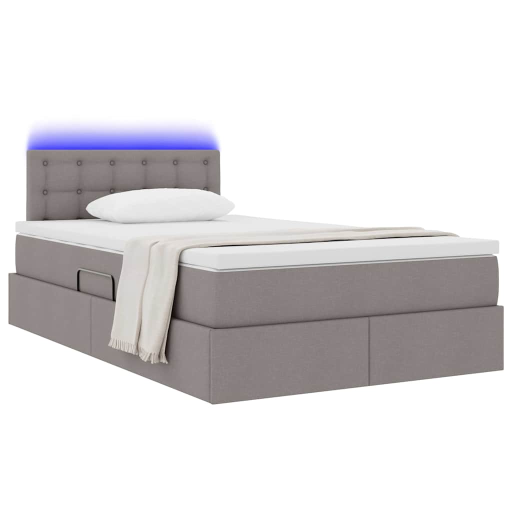 Opbergbed met LED met matras Taupe 120 x 190 cm Polyester