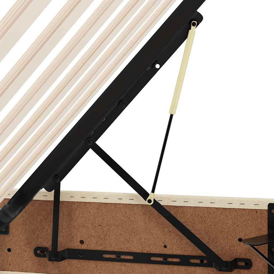 Opbergbed met LED met matras met LED Crème 120 x 190 cm Stof