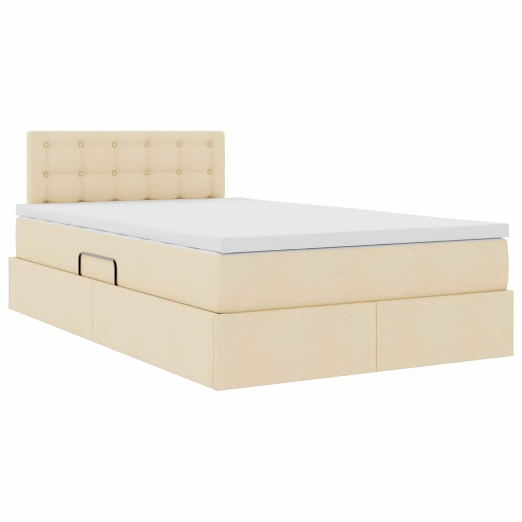 Opbergbed met LED met matras met LED Crème 120 x 190 cm Stof