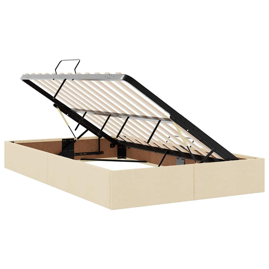 Opbergbed met LED met matras met LED Crème 120 x 190 cm Stof