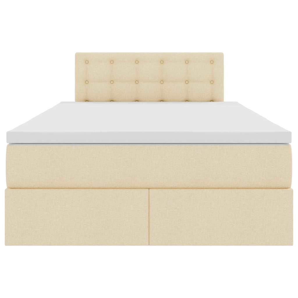 Opbergbed met LED met matras met LED Crème 120 x 190 cm Stof