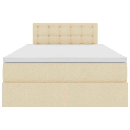 Opbergbed met LED met matras met LED Crème 120 x 190 cm Stof