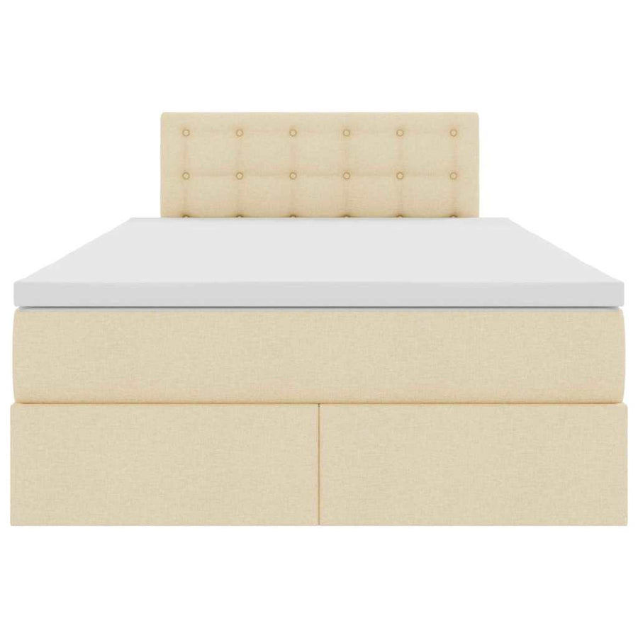 Opbergbed met LED met matras met LED Crème 120 x 190 cm Stof