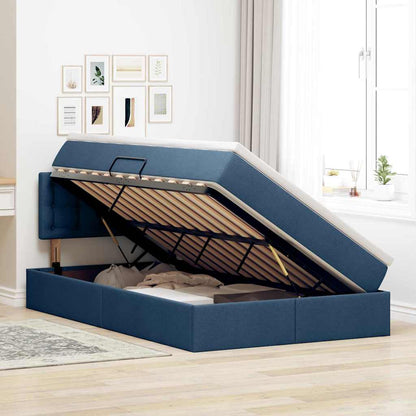 Opbergbed met LED met matras met LED Blauw 120 x 190 cm Stof