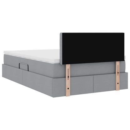 Bed met LED -striplichten Lichtgrijs 120 x 200 cm Stof