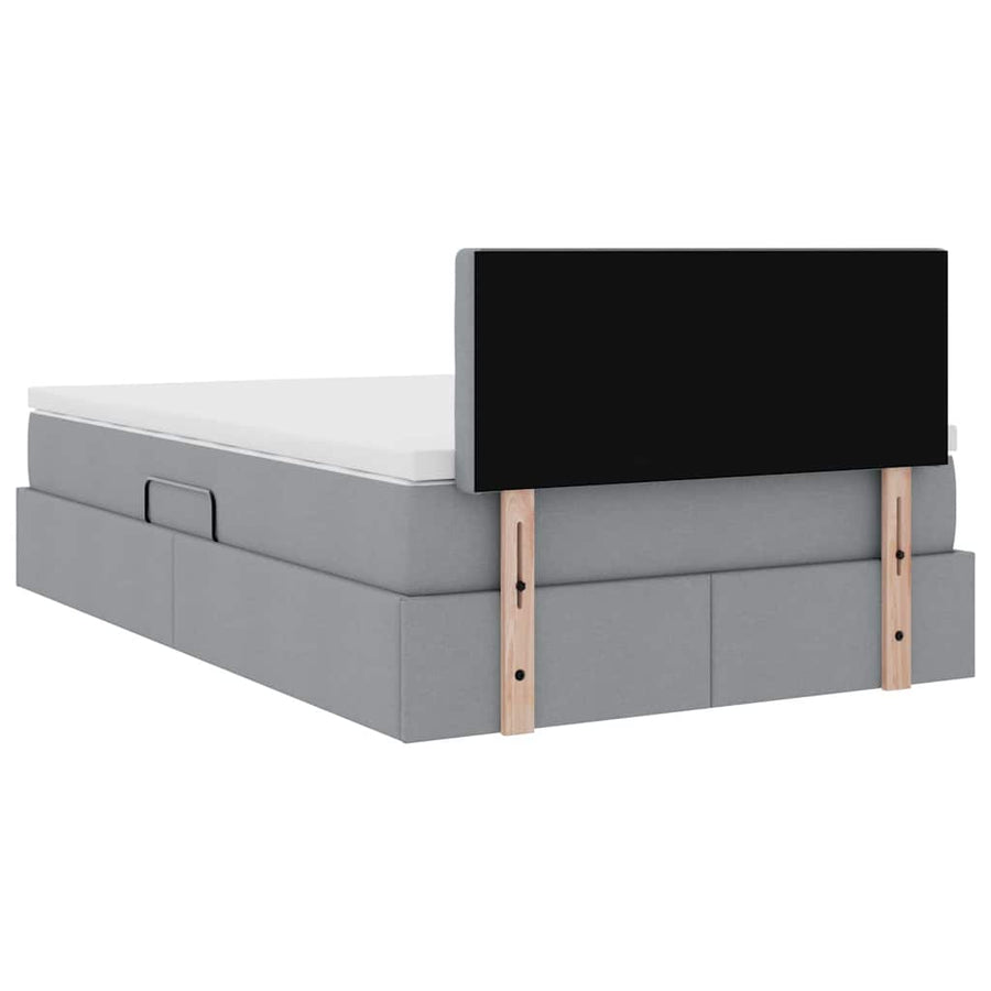 Bed met LED -striplichten Lichtgrijs 120 x 200 cm Stof