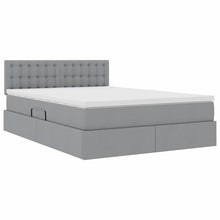 Bed met LED -striplichten Lichtgrijs 140 x 190 cm Stof