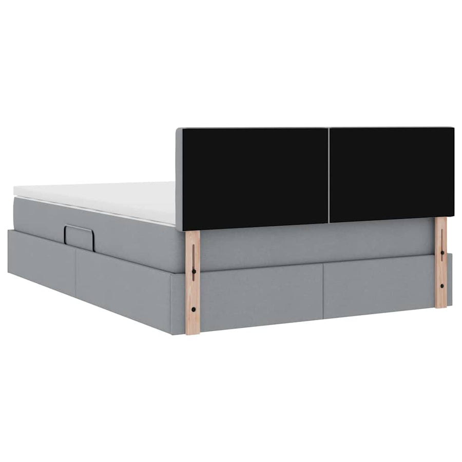 Bed met LED -striplichten Lichtgrijs 140 x 190 cm Stof