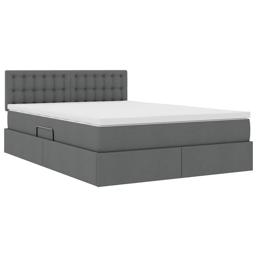 Bed met LED -striplichten Donkergrijs 140 x 190 cm Stof