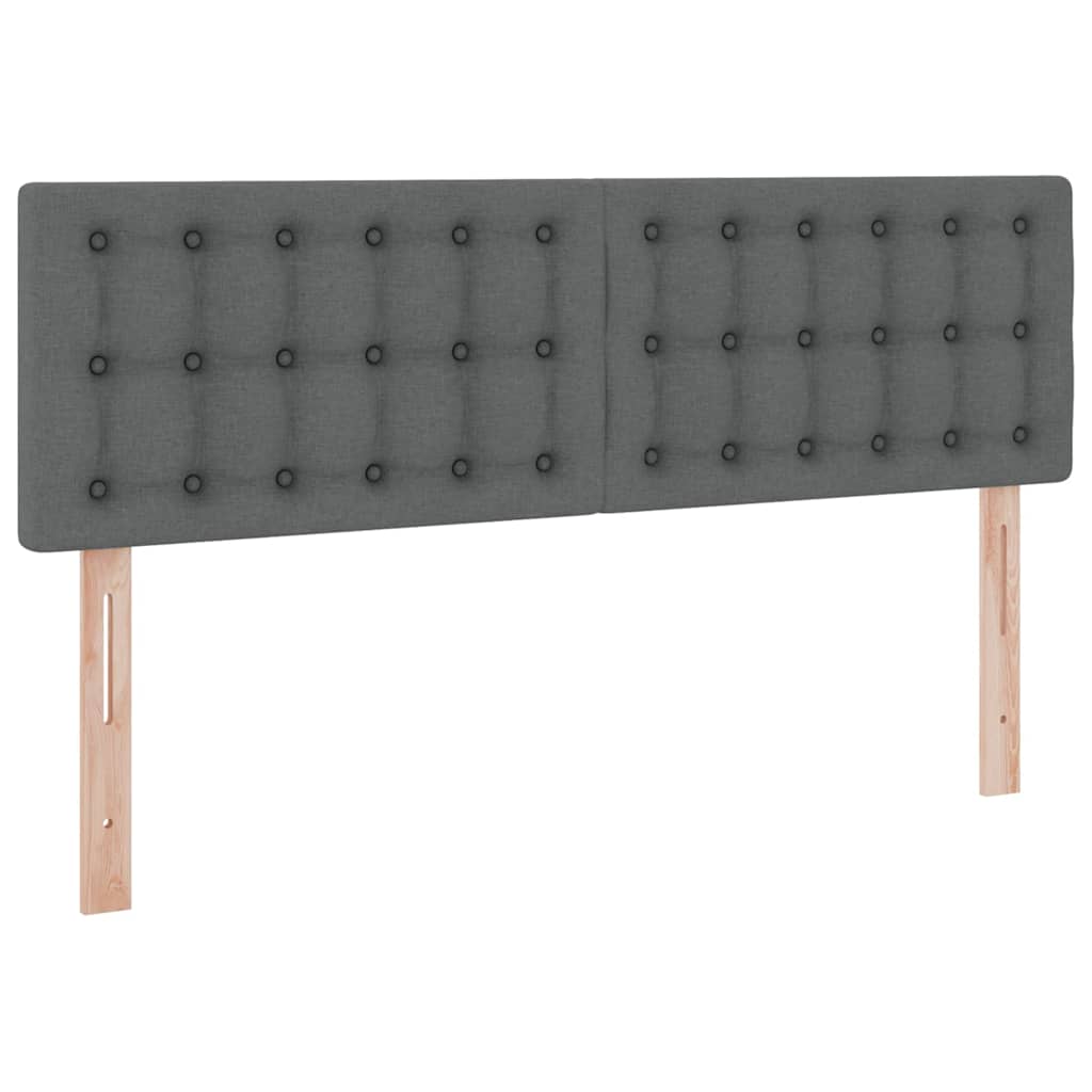 Bed met LED -striplichten Donkergrijs 140 x 190 cm Stof