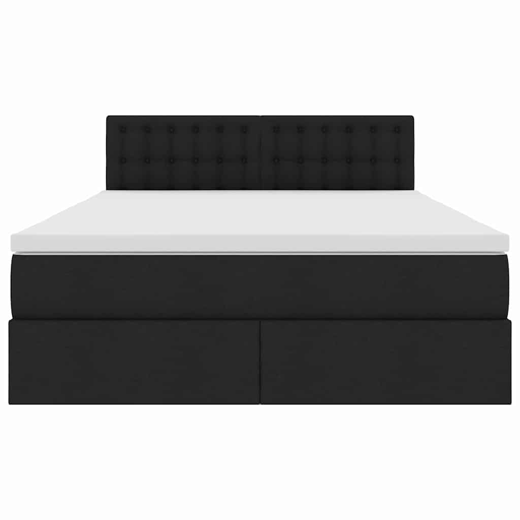 Bed met LED -striplichten met opslag Zwart 140 x 190 cm Stof