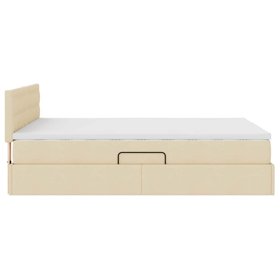 Bed met LED -striplichten met opslag Crème 140 x 190 cm Stof