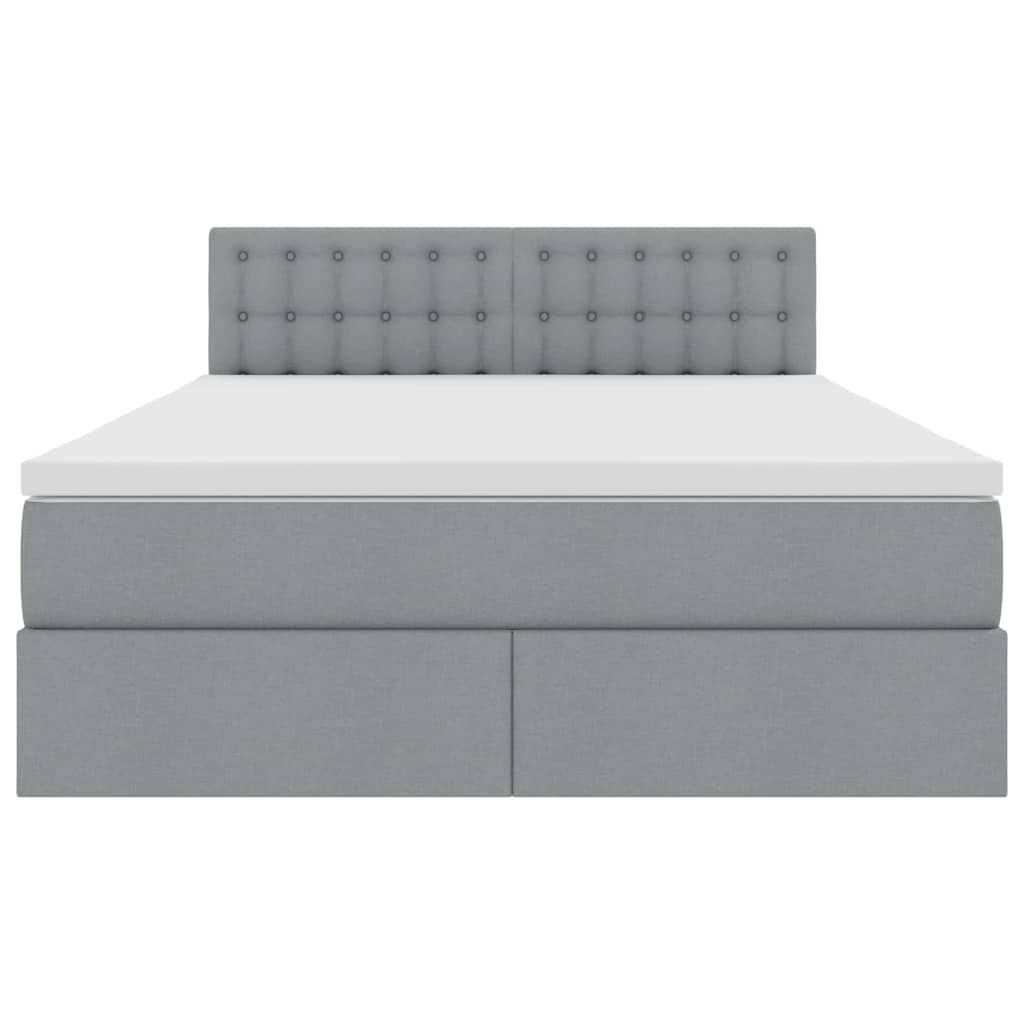 Bed met LED -striplichten Lichtgrijs 140 x 200 cm Stof