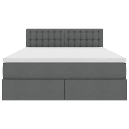 Bed met LED -striplichten Donkergrijs 140 x 200 cm Stof