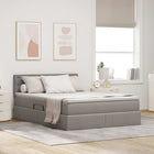 Storage Bed with LED with Mattress with LED Taupe 140 x 200 cm Fabric