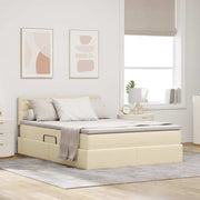 Opbergbed 140x200 cm stof crème met LED