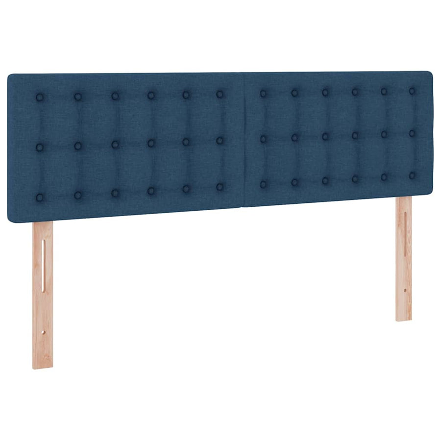 Bed met LED -striplichten met opslag Blauw 140 x 200 cm Stof