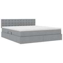 Bed met LED -striplichten Lichtgrijs 160 x 200 cm Stof