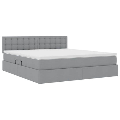 Bed met LED -striplichten Lichtgrijs 160 x 200 cm Stof
