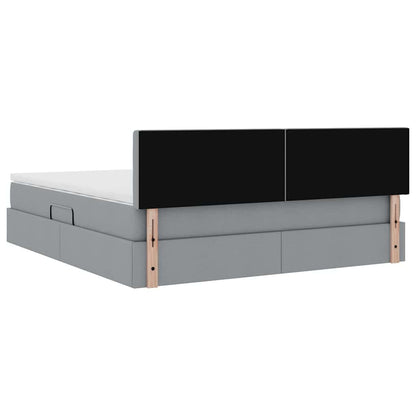 Bed met LED -striplichten Lichtgrijs 160 x 200 cm Stof