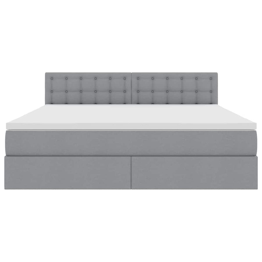 Bed met LED -striplichten Lichtgrijs 160 x 200 cm Stof
