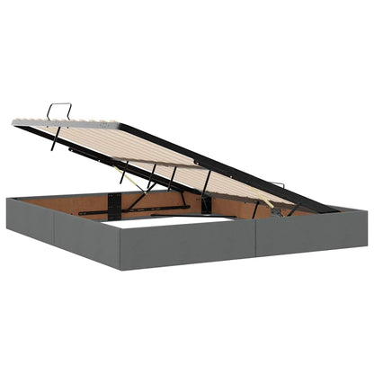 Bed met LED -striplichten Donkergrijs 160 x 200 cm Stof