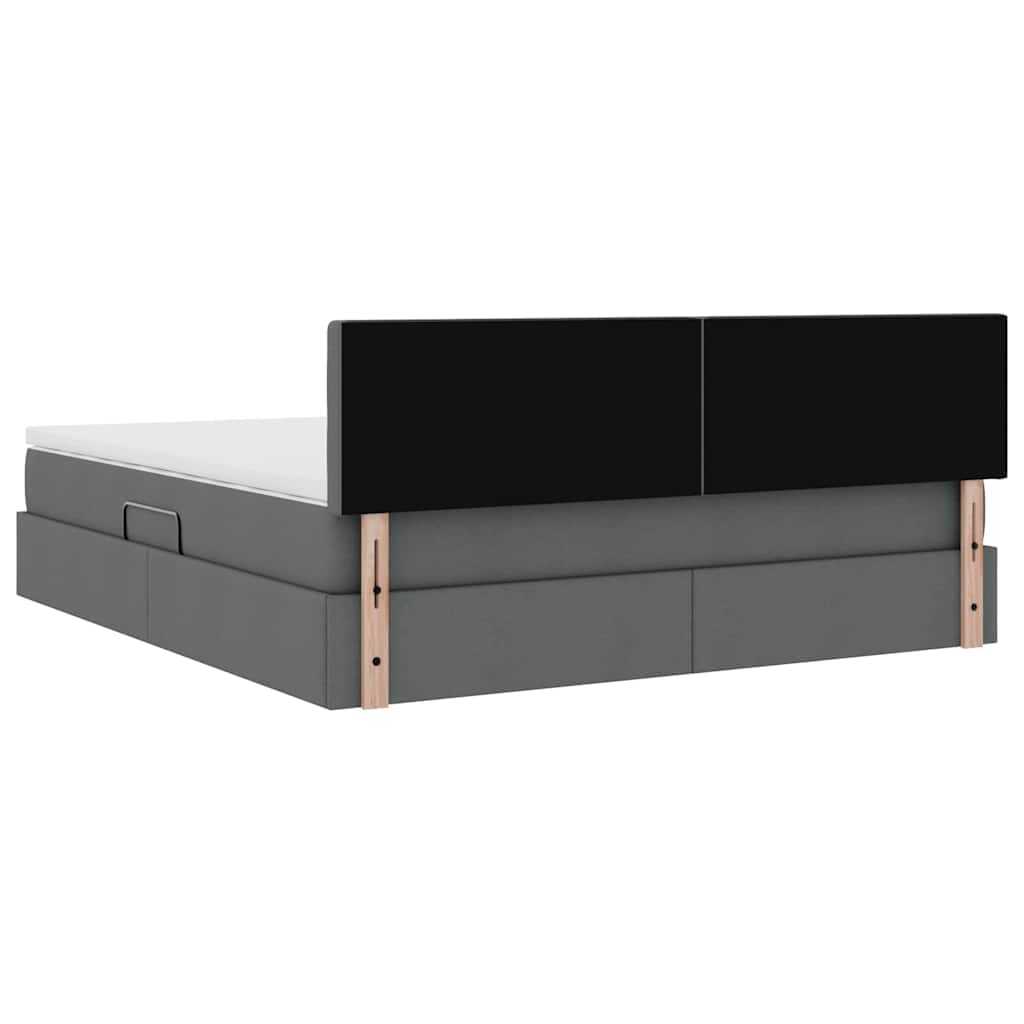 Bed met LED -striplichten Donkergrijs 160 x 200 cm Stof