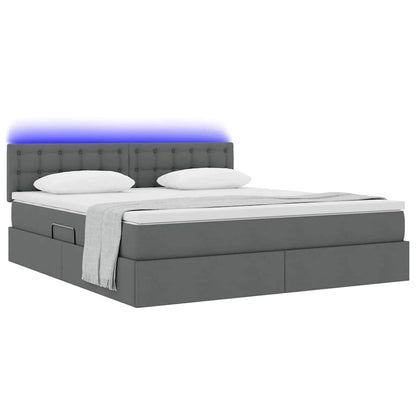 Bed met LED -striplichten Donkergrijs 160 x 200 cm Stof