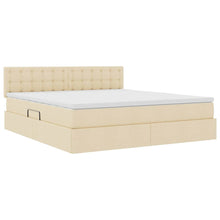 Bed met LED -striplichten met opslag Crème 160 x 200 cm Stof