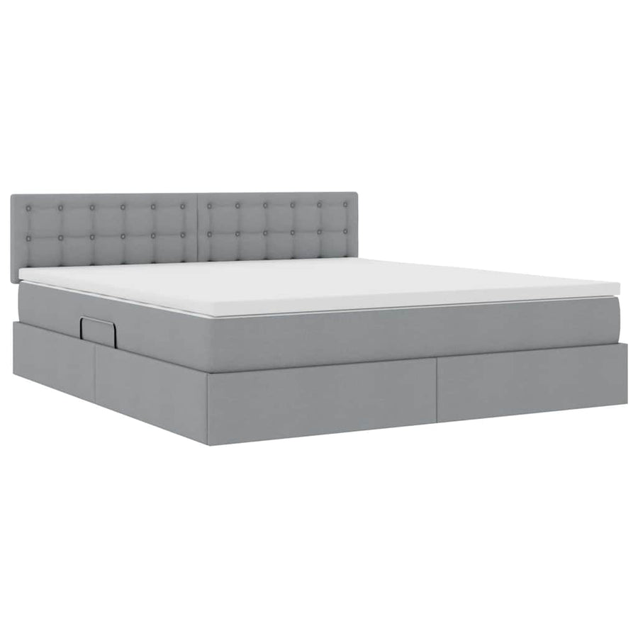 Bed met LED -striplichten Lichtgrijs 180 x 200 cm Stof